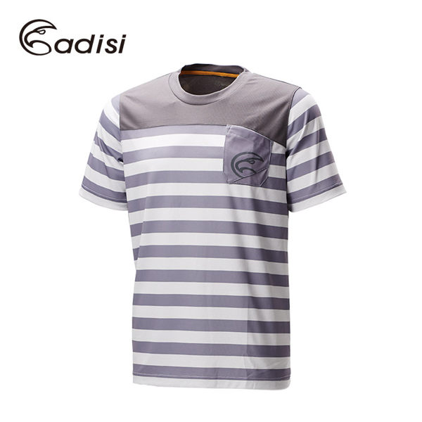 ADISI 男吸濕排汗抗UV圓領條紋上衣AL1511095 (M~3XL) / 城市綠洲專賣(抗紫外線、速乾、吸濕排汗)