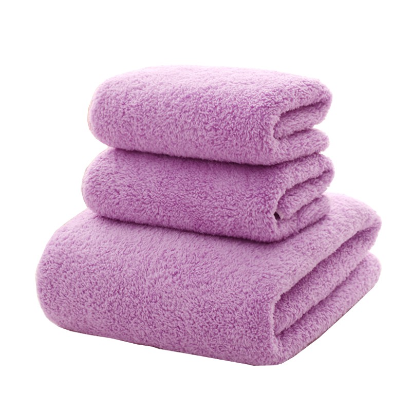 Pureone 浴巾三件組 大浴巾 + 小毛巾 浴巾 組合包 6倍吸水力 雙面 珊瑚絨 泡湯 沐浴