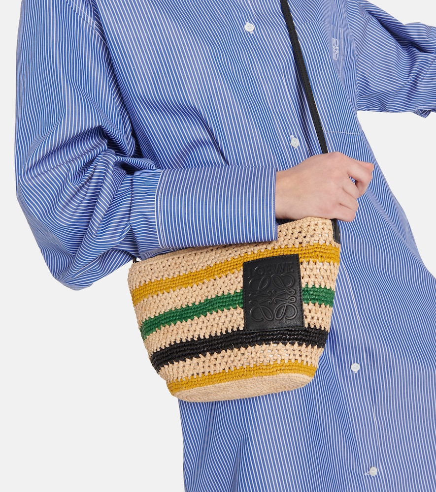 Loewe Pochette raffia and leather tote bag
