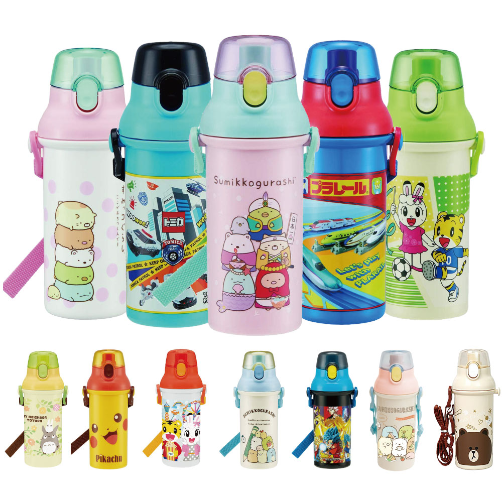 日本製SKATER直飲水壺兒童水壺亞洲卡通巧虎島兔龍貓豆豆龍小學生上學用學校用480ML