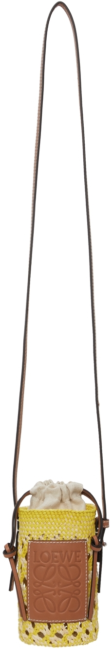 LOEWE 驼色 & 黄色 Paula's Ibiza 系列 Cylinder Pocket 单肩包