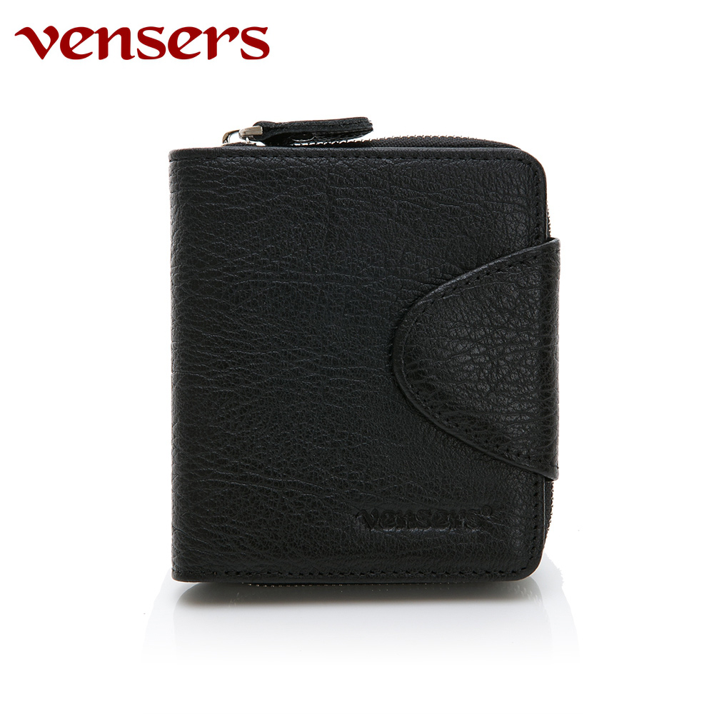 【vensers】小牛皮潮流個性皮夾~(NB0027202黑色短夾)