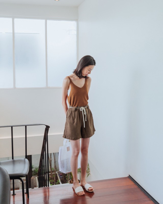 MEIERQ+麻料飄逸小短褲(附綁帶)