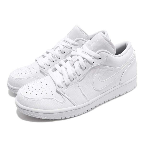 Nike Air Jordan 1 Low 白 全白 低筒 皮革鞋面 喬丹1代 男鞋【PUMP306】 553558-112