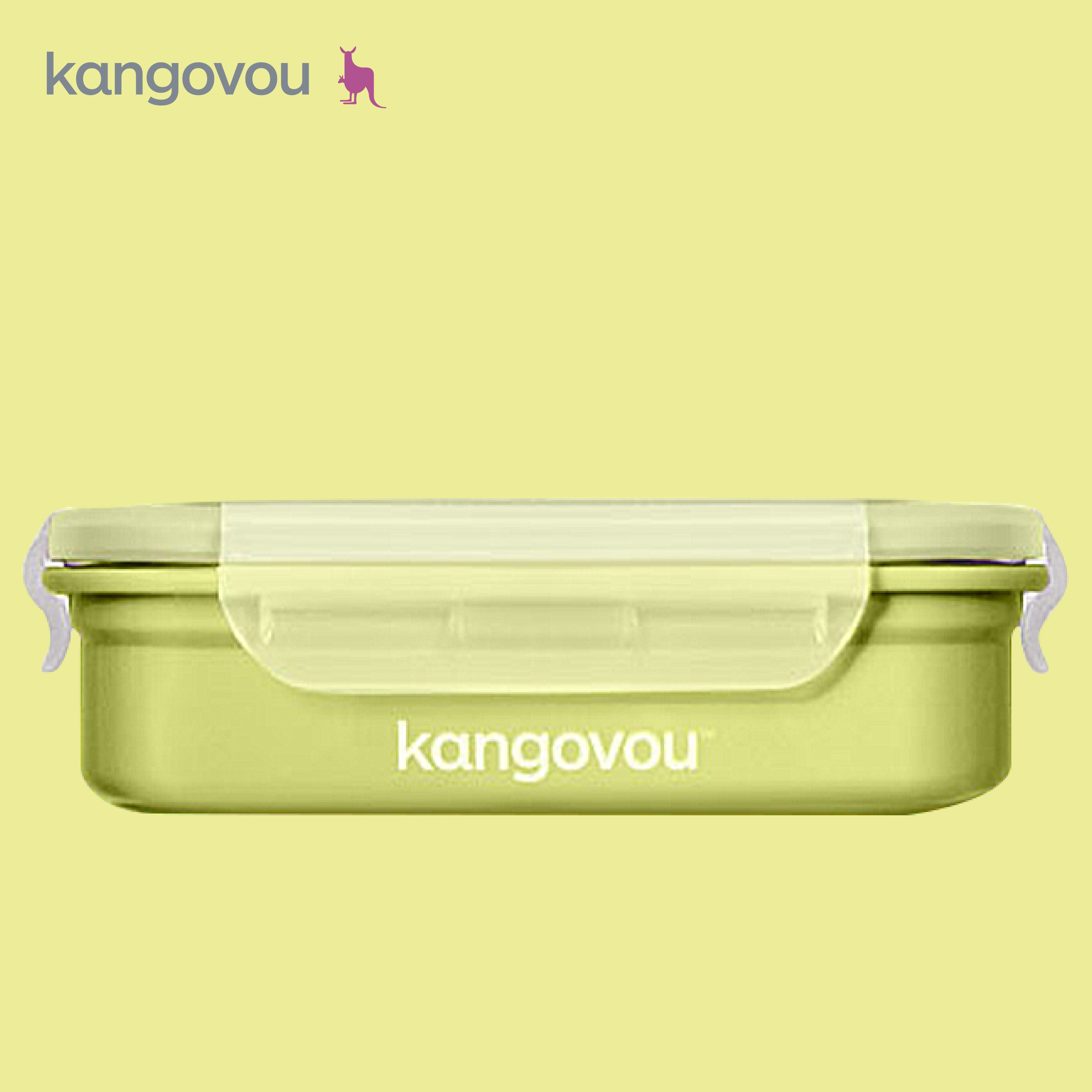 Large兒童餐盒【青蘋綠】-美國kangovou小袋鼠不鏽鋼安全餐具