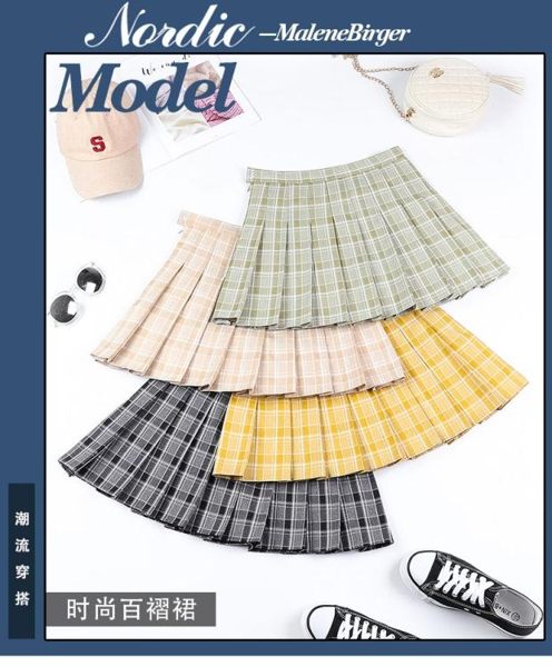 女夏氣質顯瘦Polo領短裙甜美荷葉邊仙女裙學院風印花百摺裙- 曼慕衣櫃