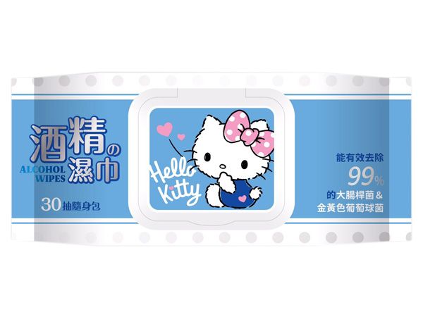 Hello Kitty~酒精濕巾(加蓋30抽)【D503731】三麗鷗授權，還有更多的日韓美妝、海外保養品、零食都在小三美日，現在購買立即出貨給您。