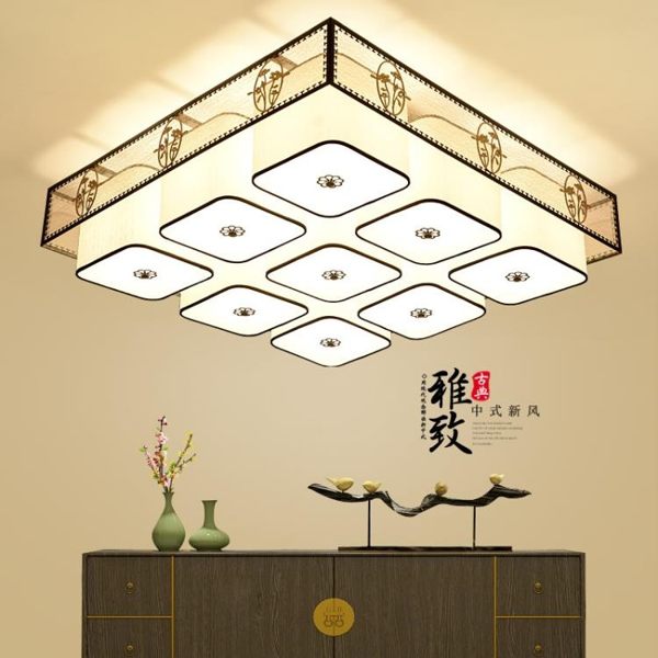 新中式吸頂燈簡約現代LED客廳餐廳書房圓形長方形中國風燈具批發
