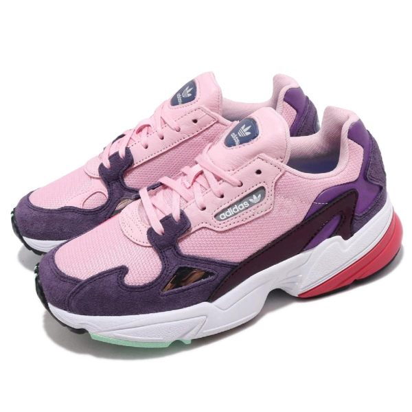 adidas 老爹鞋 Falcon W 粉紅 紫 麂皮鞋面 復古 老爺鞋 爸爸鞋 運動鞋 女鞋【PUMP306】 BD7825