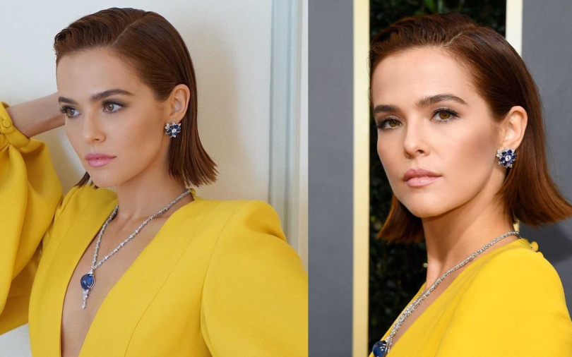 素有美麗魔物之稱的柔伊·德區在金球獎紅毯前的妝前保養，就特別用這罐鑽石級眼霜+升級版讓眼部肌膚維持在最佳狀態，後續不管上什麼色的眼影都是美上加美>///<。（圖／品牌提供）