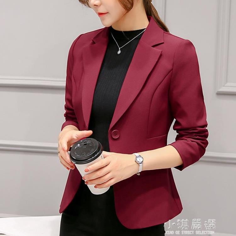 春秋新款chic職業百搭西服長袖韓版修身小西裝外套女短款