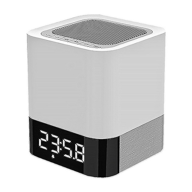 【商品特色】☆ 支援藍牙/AUX/記憶卡/USB輸出音樂播放☆ 觸碰式感應LED夜燈，依需求可三段調整☆ LED時間顯示，可設定鬧鐘，自訂音樂☆ 多種燈光變化，隨著節奏變色營造浪漫氛圍☆ 採micro