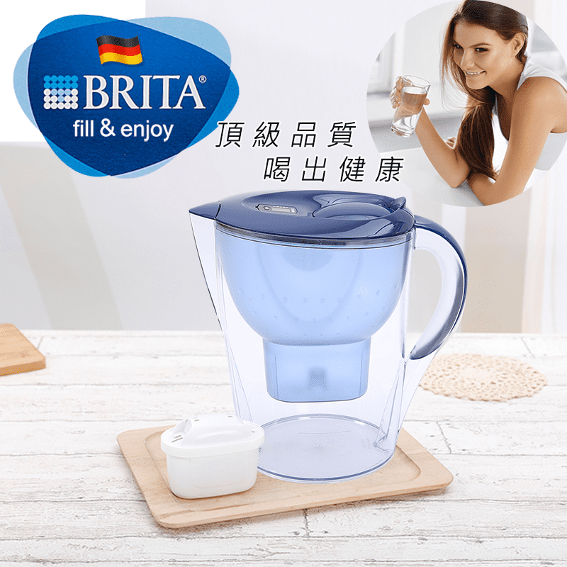 知名品牌BRITA濾水壺，升級Plus濾心過濾更細緻，有效過濾影響口感和氣味的物質，為您和親愛的家人帶來更絕佳的清新健康好水，馬利拉3.5L花漾壺精美一體成型設計，輕輕按壓即可打開注水口免開蓋，貼心智