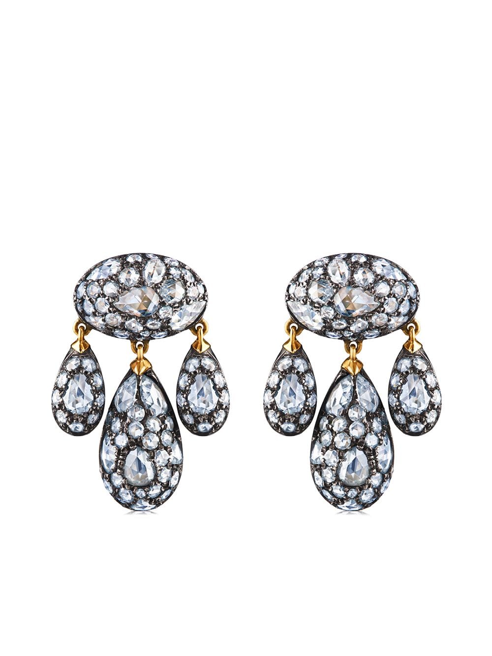 FRED LEIGHTON - 18kt gold diamond Modern Girandole pendant earrings - women - Silver/Diamond/18kt Gold - One Size
