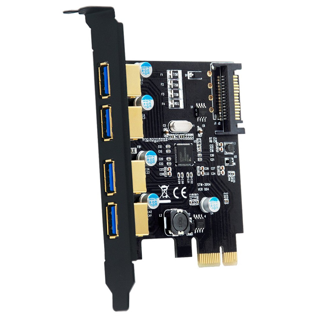 0 4 Port PCI Express Expansion Card (PCIe Card),Superspeed USB 3.0 Card with 15-Pin Power Connector 