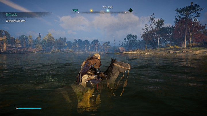 部落內有馬廄之後，便可訓練馬匹學習游泳渡河。