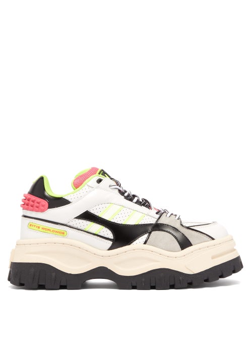 Eytys - Eytys' white Grand Prix trainers offer an amplified silhouette and vibrant tone with neon-pi