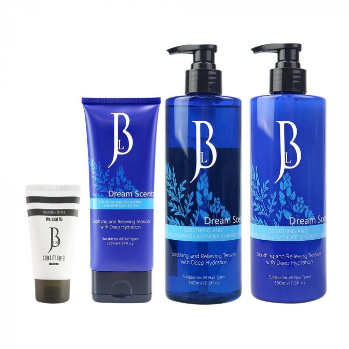 【超值組合】JBLIN薰衣草舒緩滋養 洗髮露/沐浴乳 500ml+身體乳200mL+無矽靈護髮素50mL