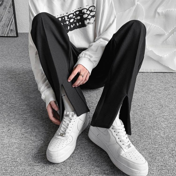 西裝褲 冷淡風男裝高級感褲子男輕奢設計感小眾開叉西褲春夏款微喇西裝褲 父親節免運