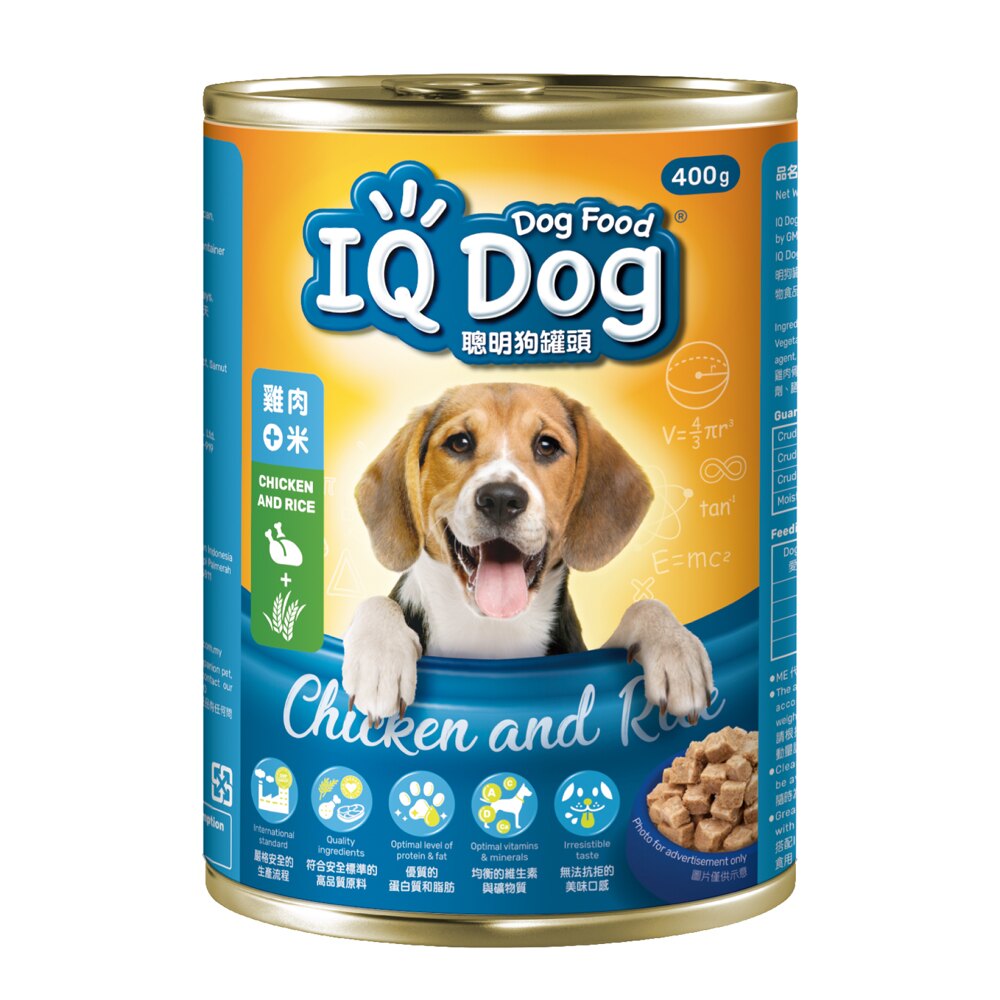 IQ Dog 聰明狗罐頭 - 牛肉風味+米/雞肉+米口味 400g(24罐/箱)