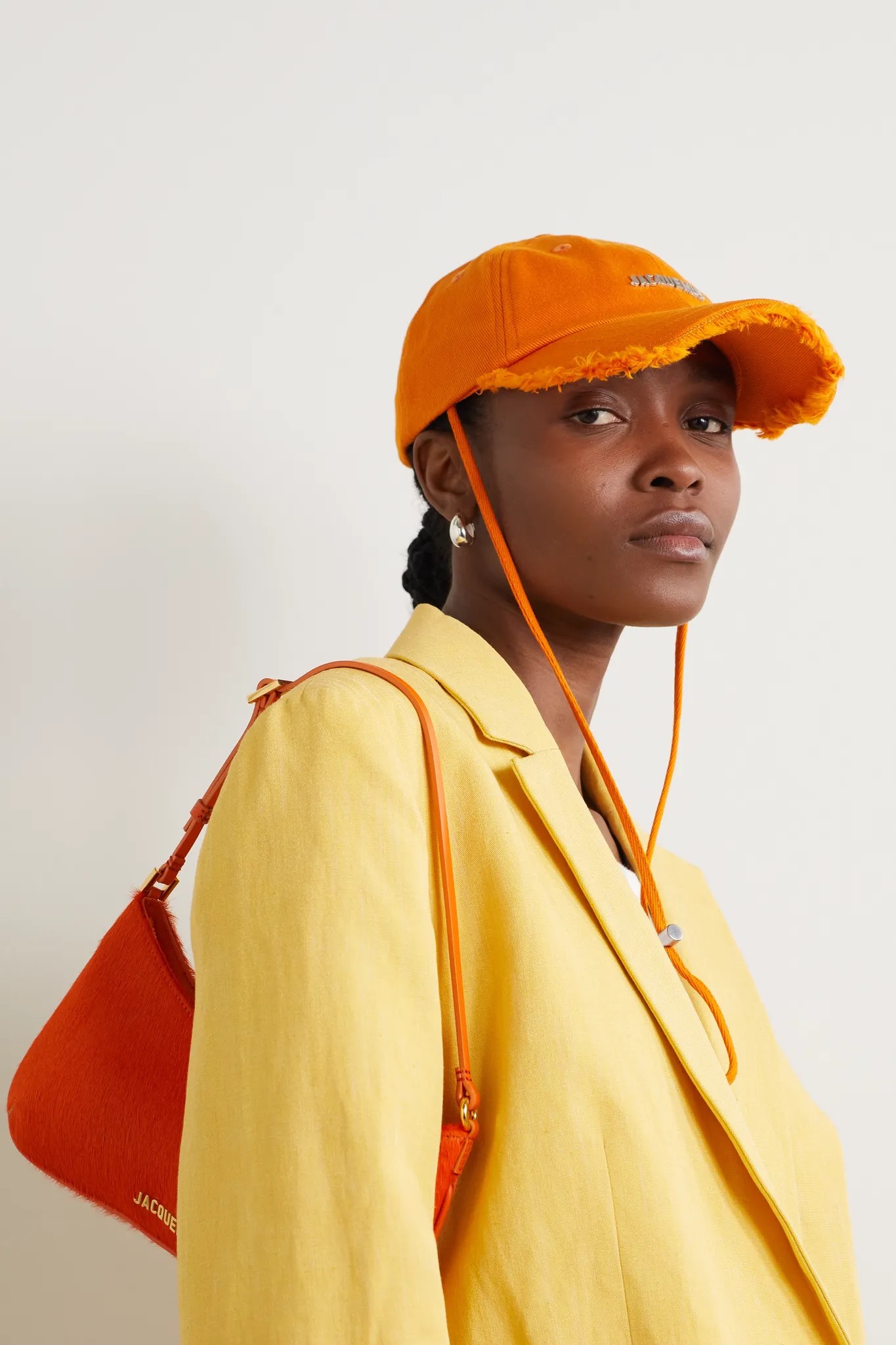 JACQUEMUS Arthichaut embellished frayed cotton-twill cap