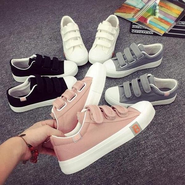 韓妞款擺搭魔鬼氈小白鞋熱賣款帆布鞋 - GG-5261