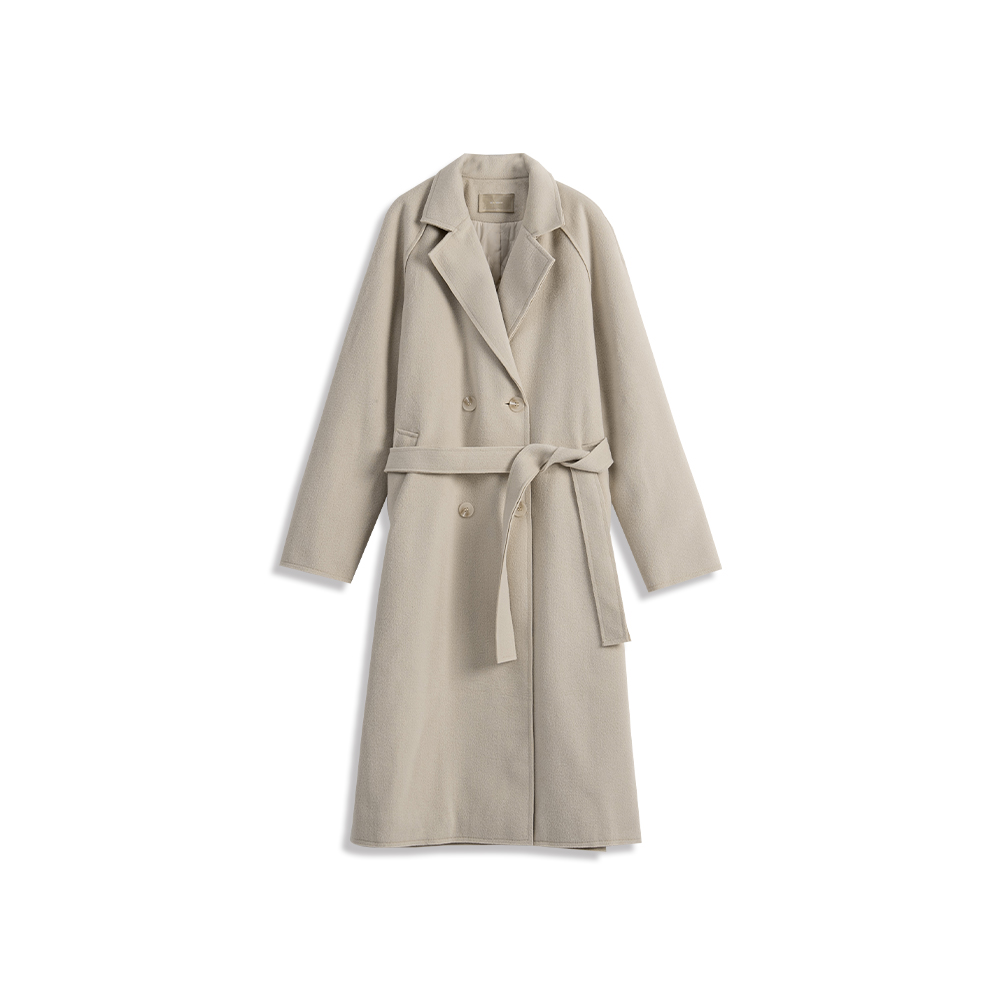 氣質不收邊綁帶毛呢大衣外套 兩色售