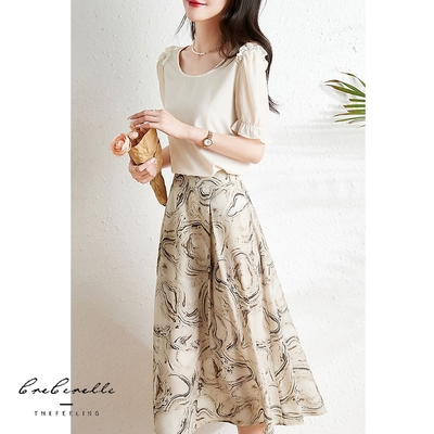 GF-快時尚-日韓系優雅氣質2件套洋裝-杏色-(M~XL)