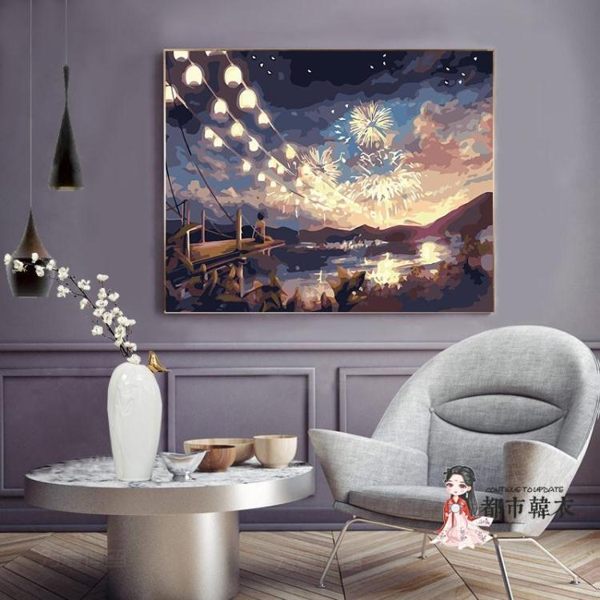 數字油畫diy油彩畫動漫風景人物填色畫手工數字畫填充減壓裝飾畫