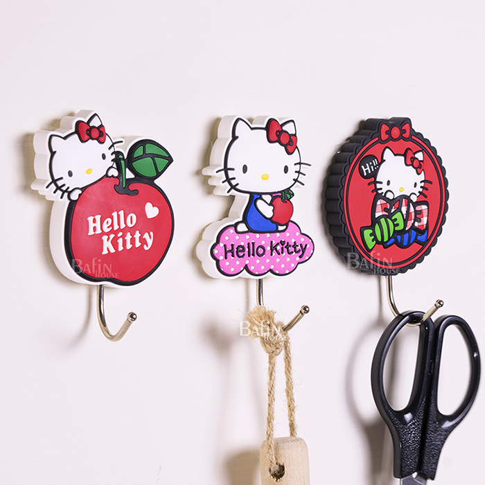【Hello Kitty】背膠式 造型掛勾3入組(糖果+蘋果+雲朵)