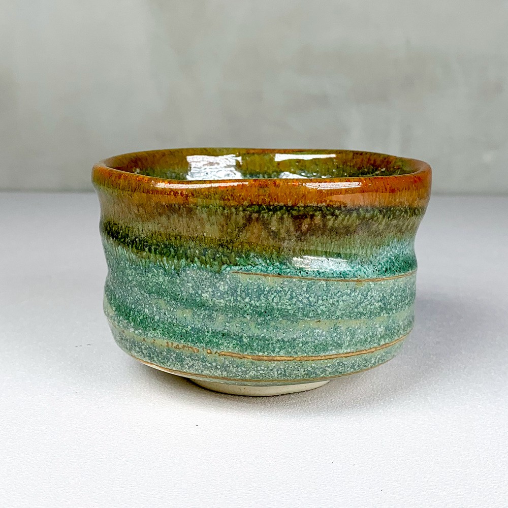 美濃燒 青均千筋野點 抹茶碗 日本陶瓷 點心碗 茶杯 福介商店