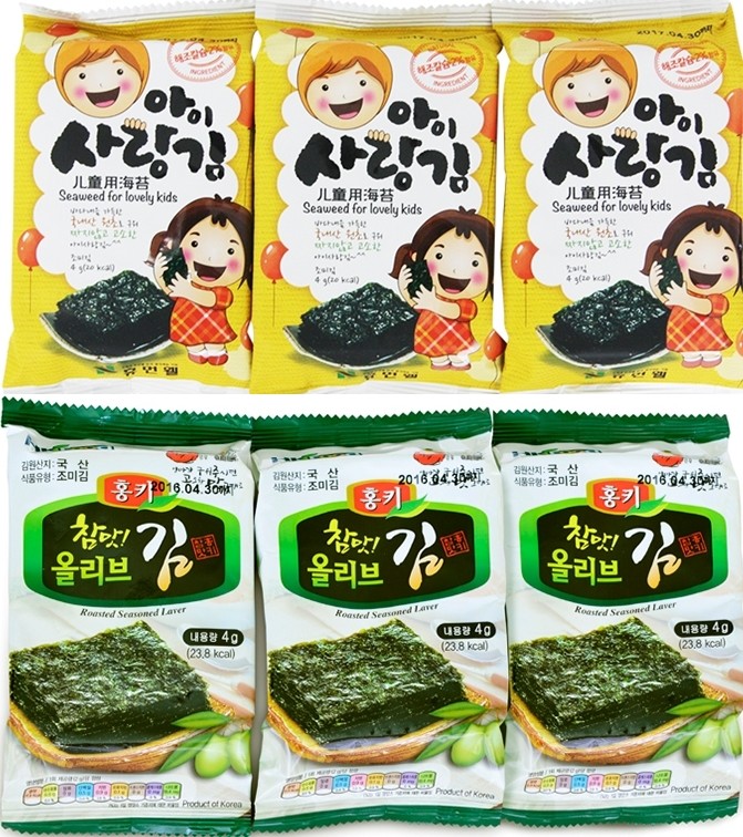 【韓國HUMANWELL】兒童加鈣烤海苔片/橄欖油烤海苔片一封9小包