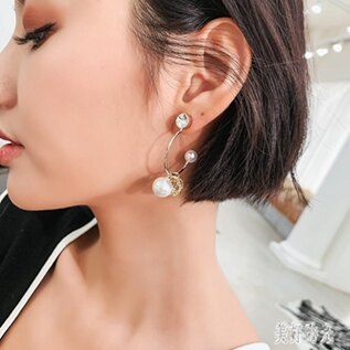 韓版珍珠耳環女個性耳墜純銀銀針耳釘氣質小眾耳飾復古港風潮 FF4976