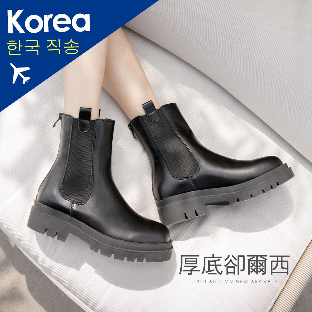 版 型偏小版(大一號購買) 產 地韓國設計，中國製鞋 面超纖皮料 內 裏透氣人造豚皮鞋墊+舒適乳膠內墊 鞋 底橡膠防滑刻紋底 重 量1480公克跟 型 筒 高筒 圍踝 圍 前跟高3cm後跟高4.5cm