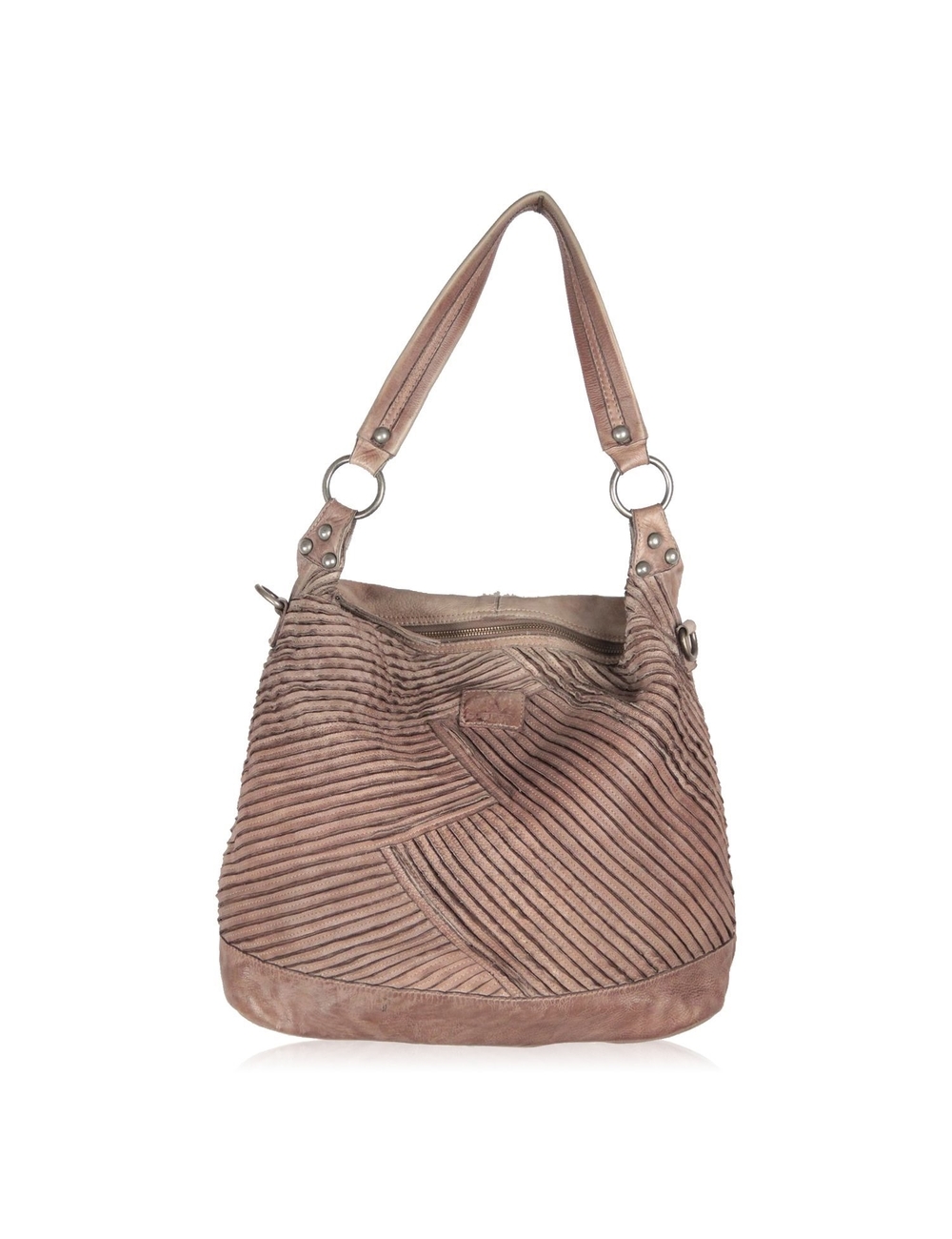 SURY FREY（型號：Miley）型號，帶可拆卸肩帶的大手提袋-灰色紋理細紋皮革-復古/二手外觀不錯-日常完美手提包-寬鬆的造型-上部拉鍊開合-織物襯裡-寬敞的主隔層，適合A4文件，用拉鍊關閉-在