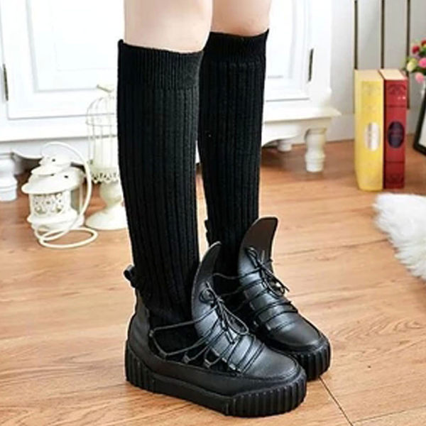 短靴 歐美流行拼接毛線長襪厚底鬆糕鞋【S777】☆雙兒網☆