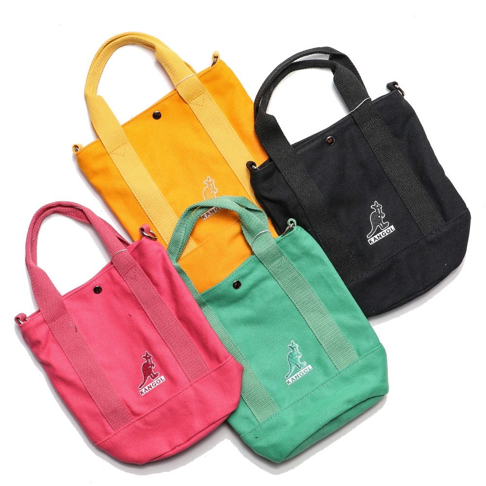 KANGOL 黑 粉紅 黃 蘋果綠 多色 布包 刺繡 側背包 手提袋 帆布 英國 (布魯克林) 69253008-