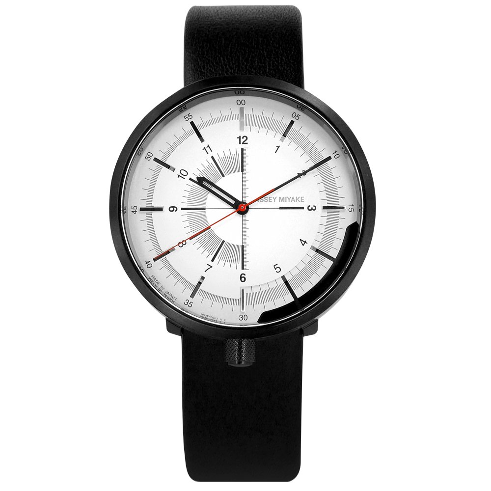 ISSEY MIYAKE 三宅一生 / NH35-0030Z / One-Sixth系列 機械錶 日本製造 真皮手錶 白x黑 43mm