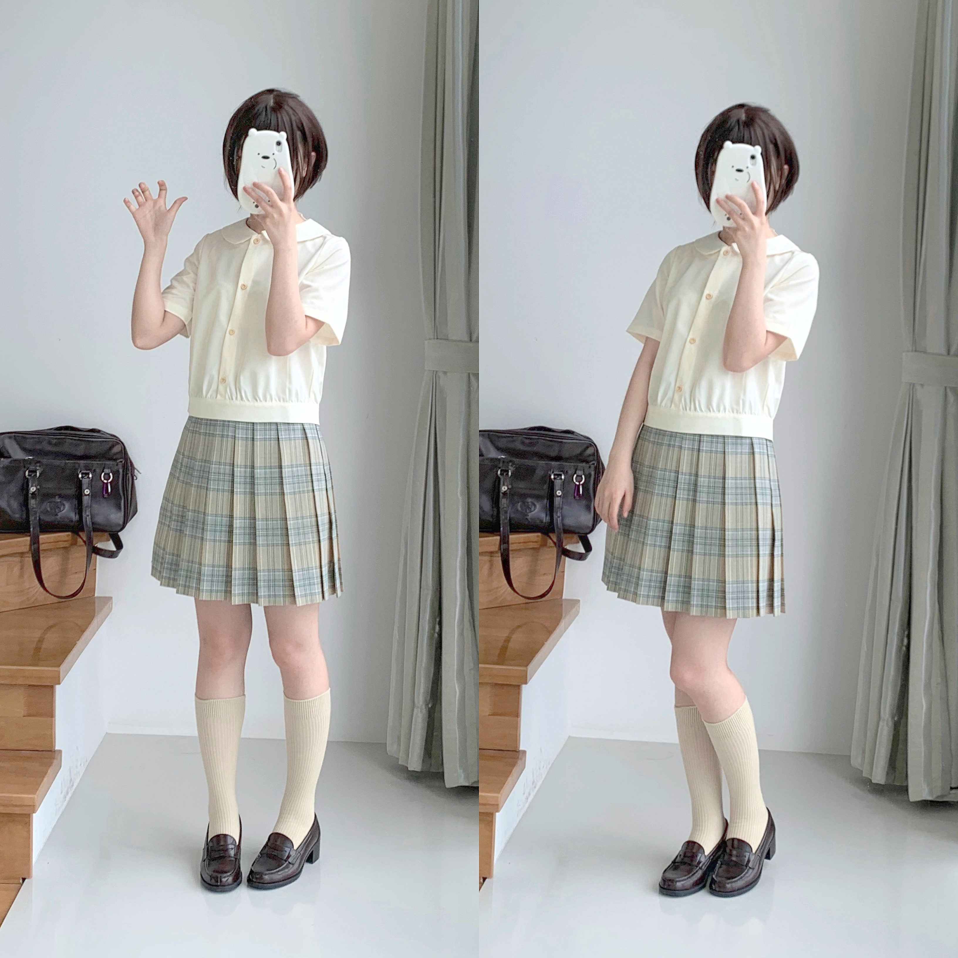 日系復古牛油果夏日圓領翻領軟妹多色小清新減齡學生內搭小襯衫女