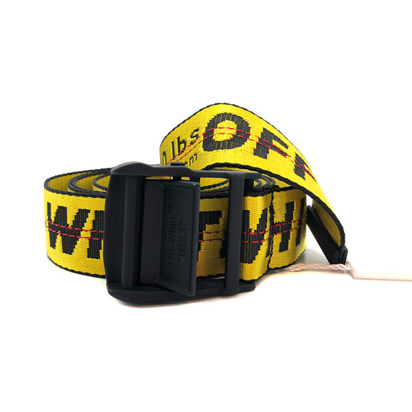 【台中米蘭站】全新品 OFF-WHITE 品牌Logo織帶帆布腰帶 (黃)