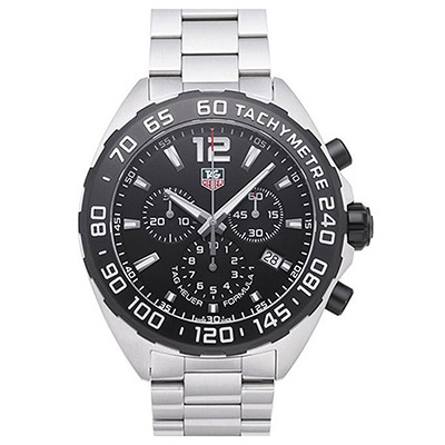 具備計時碼表功能 黑色碳化鈦塗層精鋼錶圈200米防水 旋入式表冠配備藍寶石水晶鏡面 料號: CAZ1010.BA0842