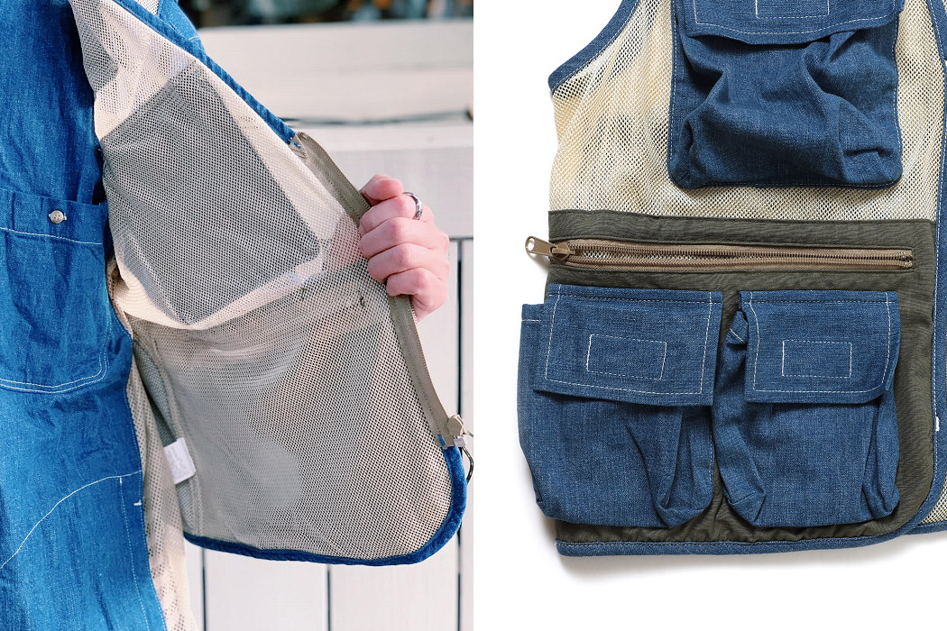 orSlow x BEAMS Denim fishing vest (1)