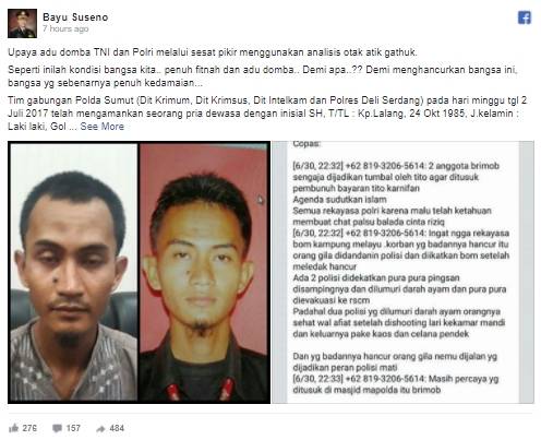 Penyebar Hoax Soal Bom Kp Melayu Hingga Teror di Polda Sumut Ditangkap