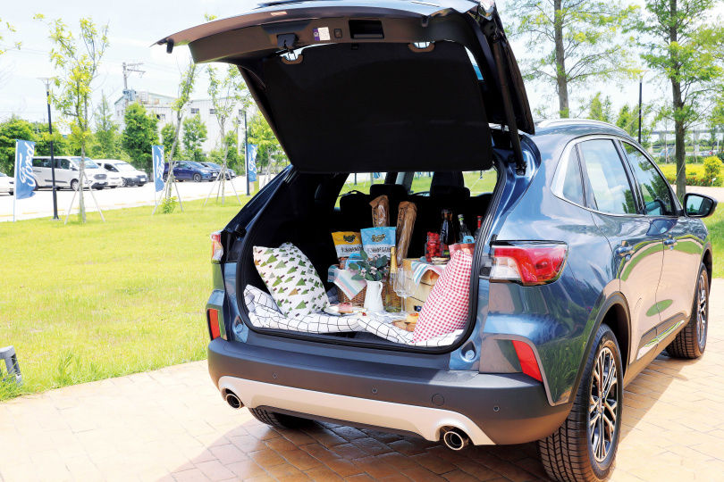 將行李廂稍加布置，立即變成野外踏青時的野餐車。（圖／王永泰攝）