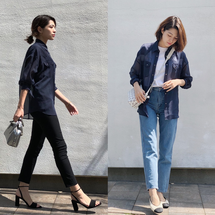 シアーシャツ を手持ちのuniqloで On Offコーデ