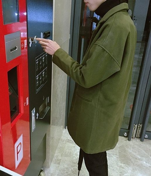 【JP.美日韓】韓國 長版 大衣 立體剪裁 兩色 毛料 風衣 西裝 外套