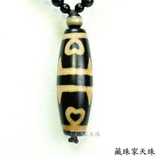 《藏珠家天珠》平安招財 事業順利50mm黑玉髓蓮花虎牙天珠項鍊