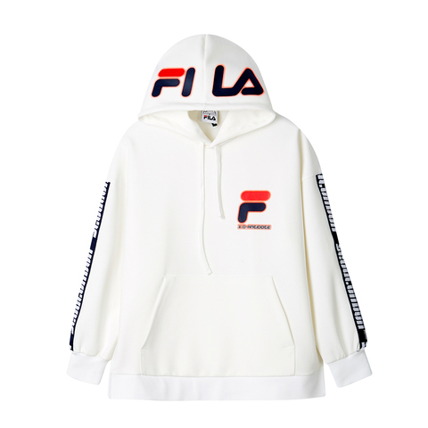 FILA #D-ANTIDOTE聯名 長袖連帽T恤-白色 1TET-1728-WT