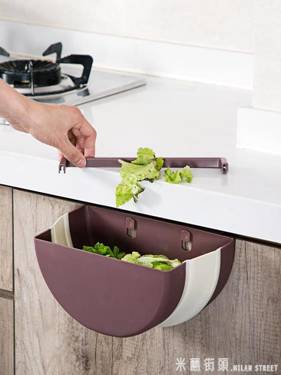 居家家廚房垃圾桶可折疊櫥柜門壁掛式拉圾筒家用衛生間塑料廢紙簍