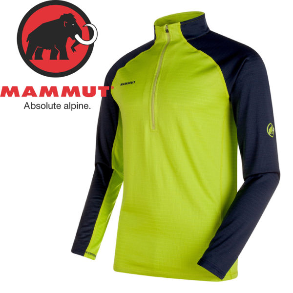 【MAMMUT 男Atacazo Z Pull保暖排汗半門襟 長袖上衣《綠/藍》】1041-05730/排汗衣/刷毛衣★滿額送